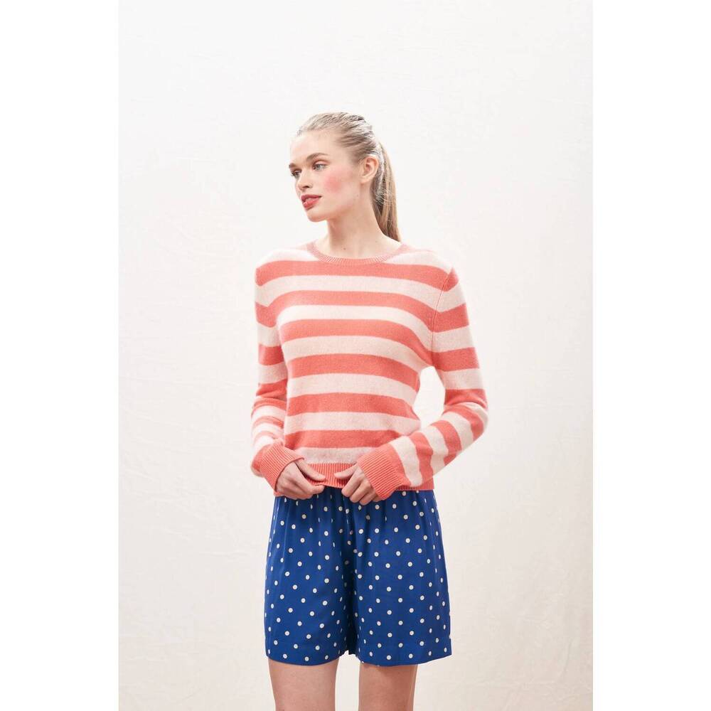 NEW JUMPER1234 cashmere stripe sweater in cerise powder